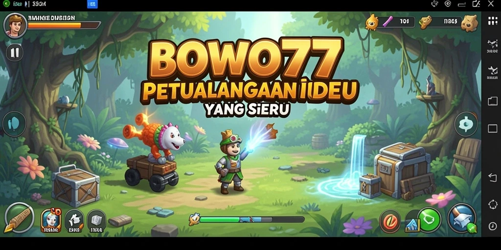 Screenshot utama BOWO77 menunjukkan karakter dalam aksi Idle.