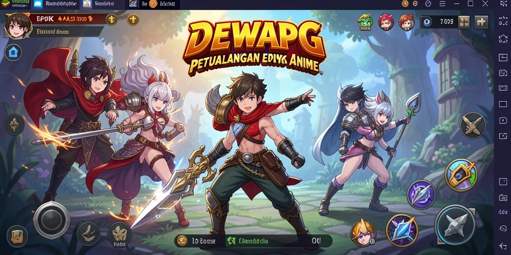 Screenshot gameplay DEWAPG menampilkan aksi karakter Anime yang dinamis.