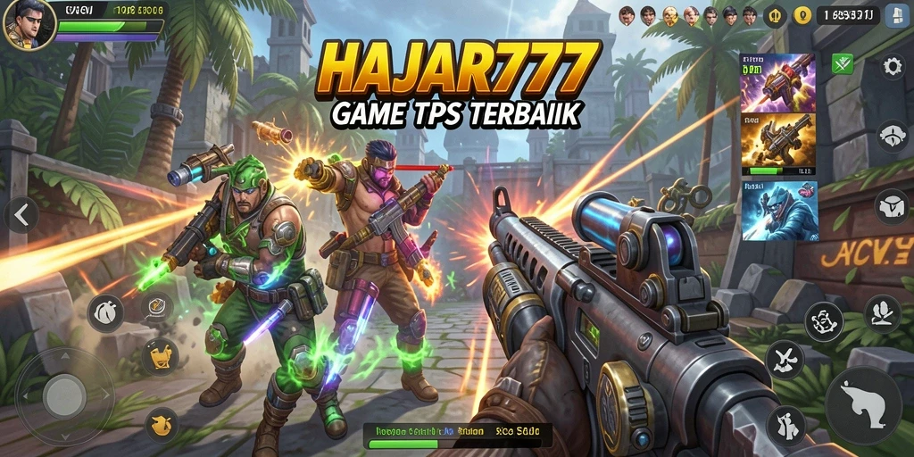 Screenshot gameplay HAJAR777 menampilkan aksi seru dalam pertempuran TPS.