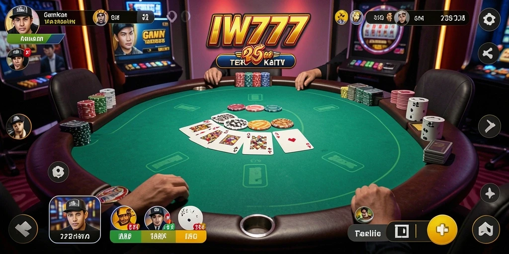 Tampilan gameplay Poker yang mendebarkan di IW777.