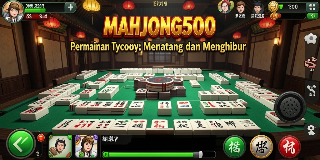 Screenshot gameplay menunjukkan momen mendebarkan di <strong>MAHJONG500</strong> saat membangun kerajaan Mahjong.