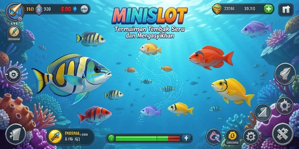 Tampilan gameplay MINISLOT dengan grafis Tembak Ikan yang menarik.