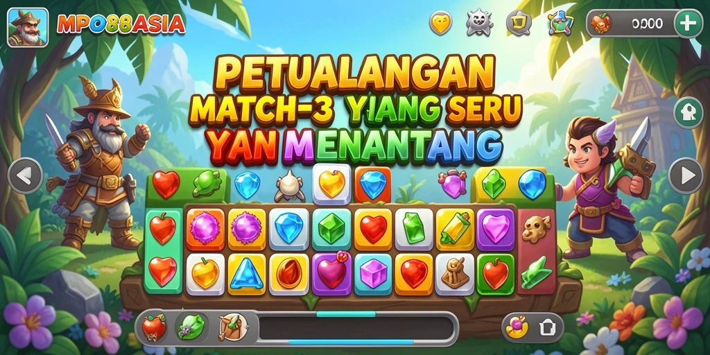 Tampilan gameplay menarik dari MPO88ASIA saat menyelesaikan level Match-3.