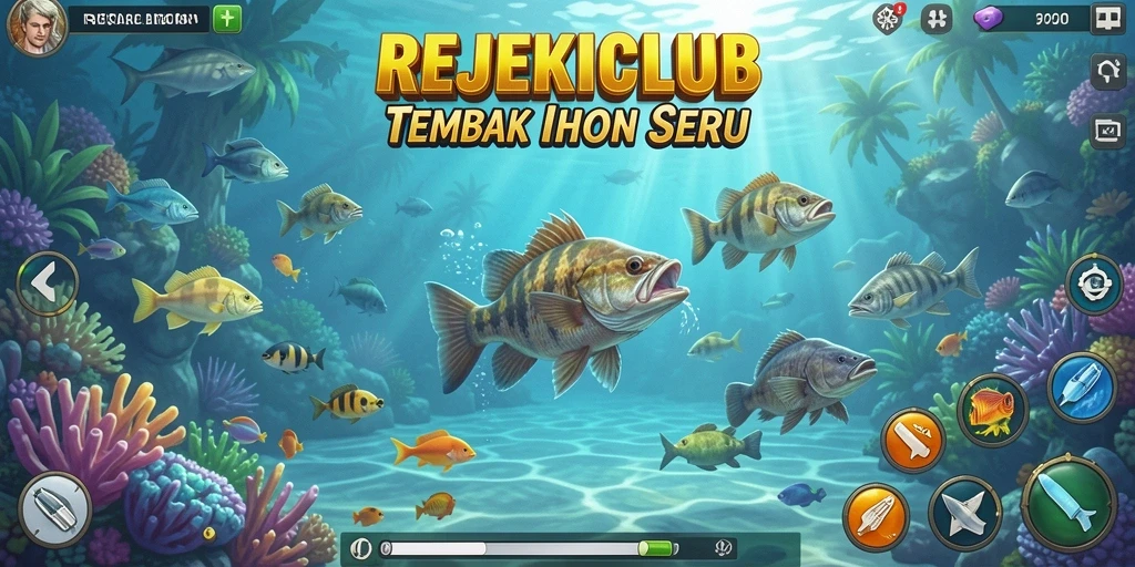 Tampilan gameplay seru dalam REJEKICLUB saat menangkap ikan.