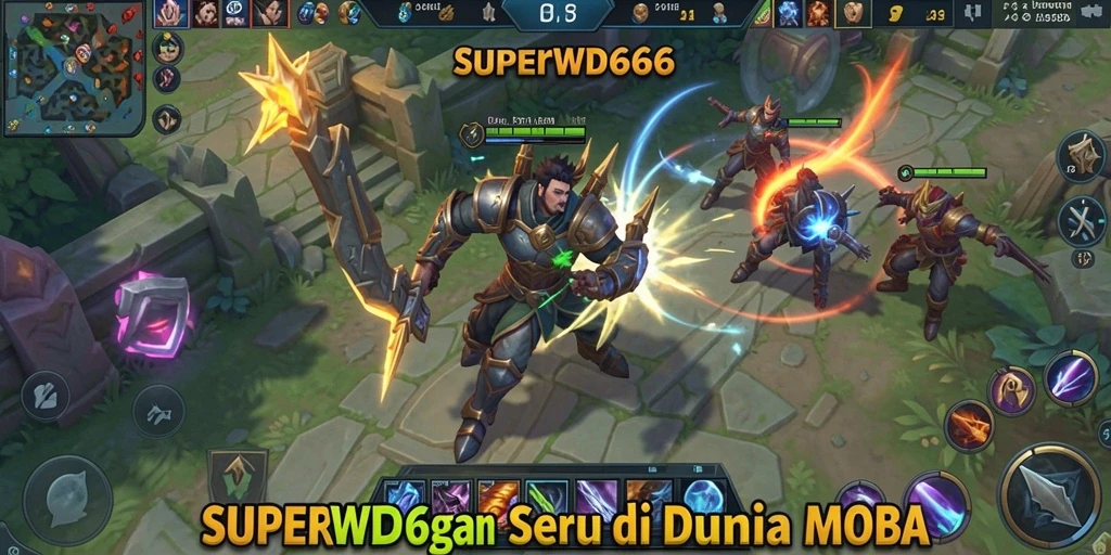 Tampilan gameplay seru di arena MOBA SUPERWD666.