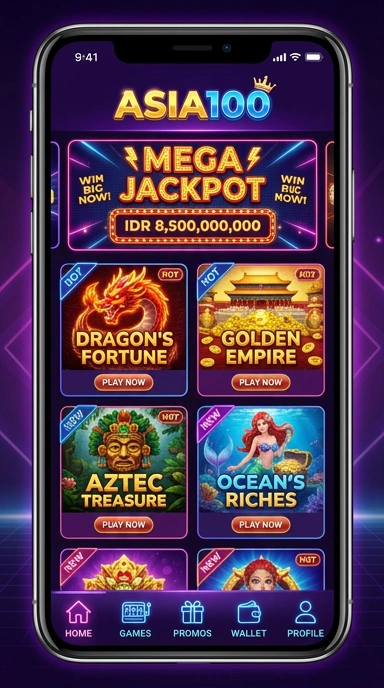 Tampilan utama asia100 yang sederhana dan menarik.